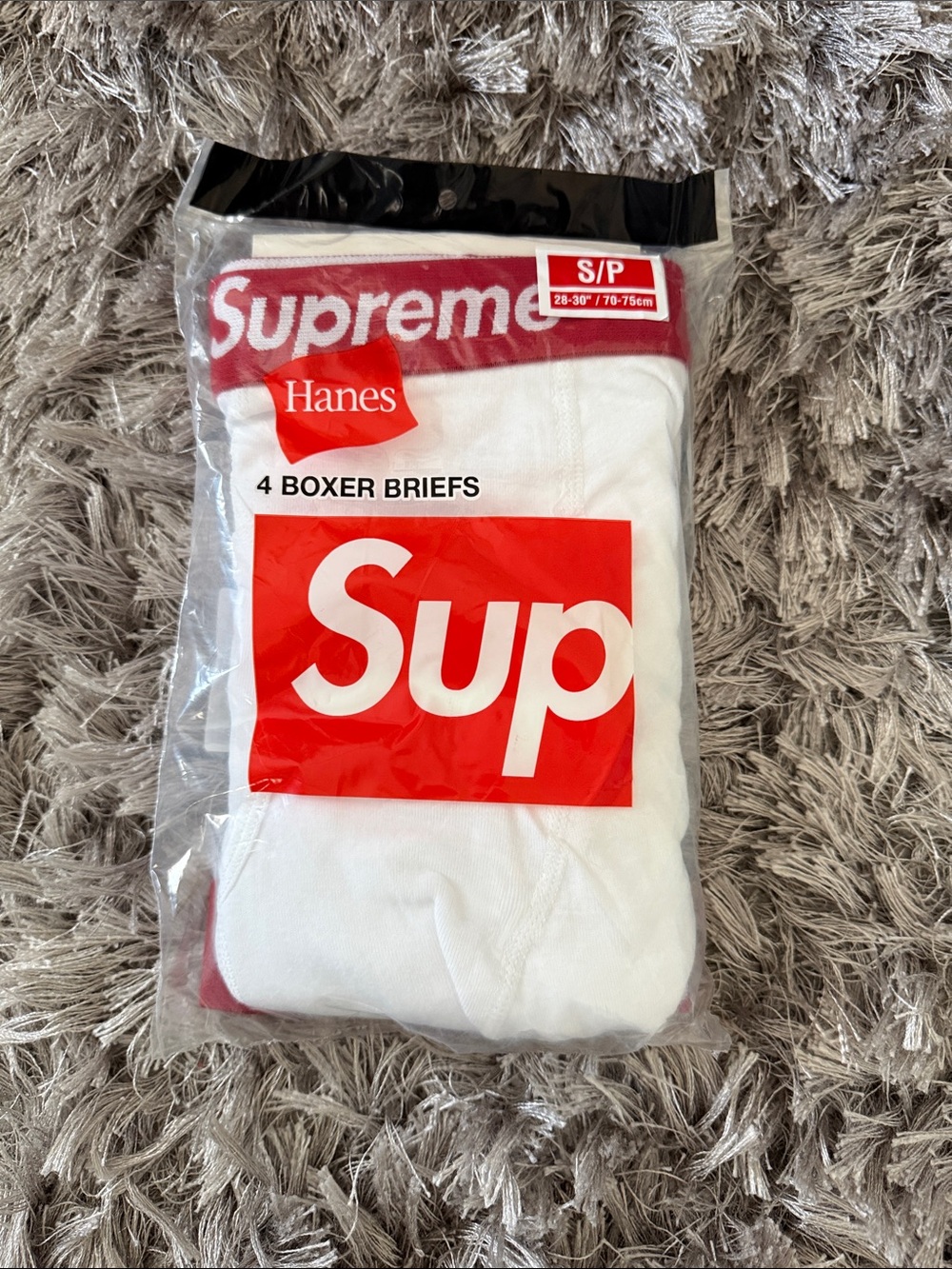 Hanes White Boxer Briefs with Red Logo Waistband - 4 Pack